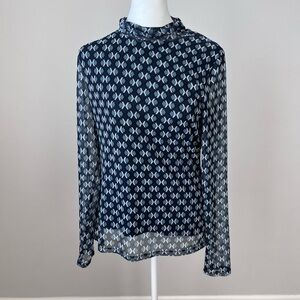 Rafaella Patterned Blue and White‎ Women's Top